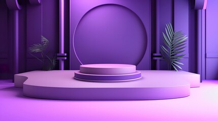 Stage purple podium product display mockup background.