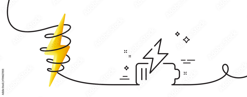 Poster battery line icon. continuous one line with curl. charge accumulator sign. electric power symbol. ba