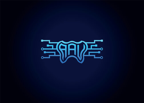 Letter AAU Modern Technology Vector Monogram Dental care shape Logo.