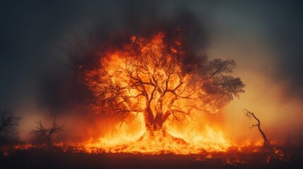 Tree Engulfed in Flames