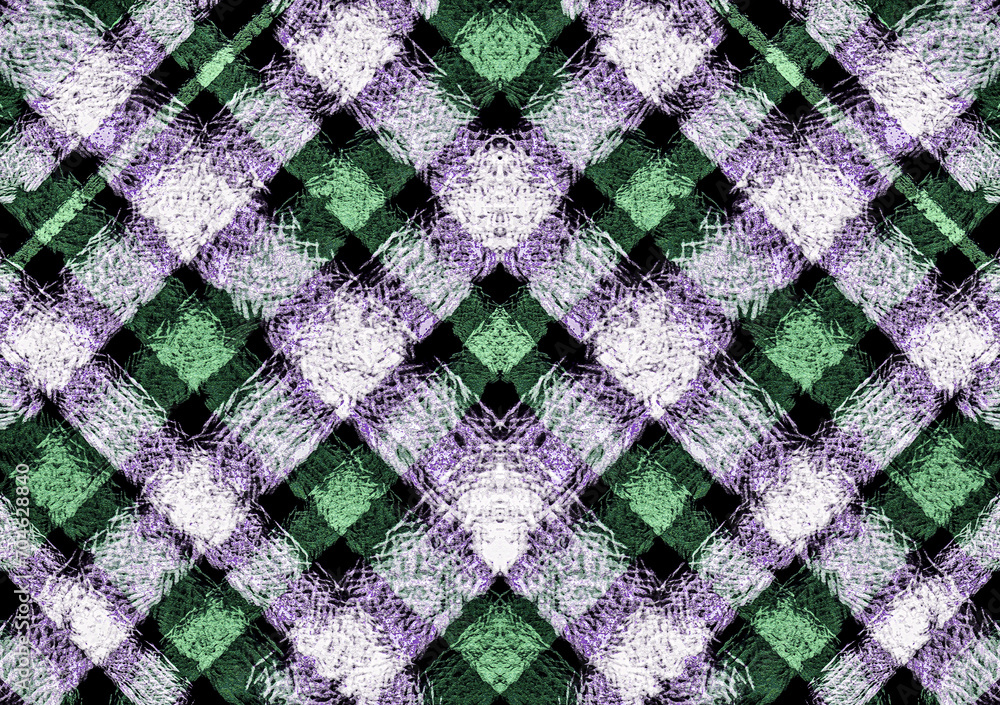 Fototapete abstract checkered layered background. fuzzy colored lines intersect to form double-layered checkere