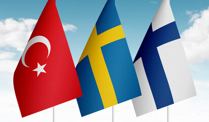  Flags of Turkey, Finland and Sweden. Desktop Flag