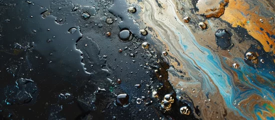 Foto auf Acrylglas Oil pollution from a dirty spill on the floor. © TheWaterMeloonProjec