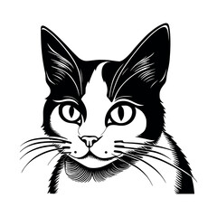 Cute cat vector black and white cartoon character design collection. White background. Pets, Animals.