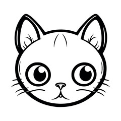 Cute cat vector black and white cartoon character design collection. White background. Pets, Animals.