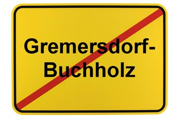 Illustration eines Ortsschildes der Gemeinde Gremersdorf-Buchholz in Mecklenburg-Vorpommern