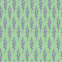 Cool matcha green plants seamless repeat pattern. Vector botany all over surface aop print.