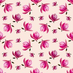seamless floral pattern, magnolia, seamless magnolia pattern
