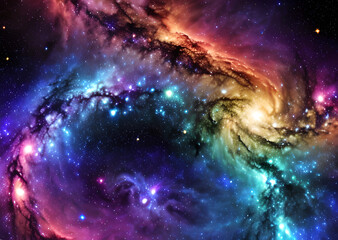 Obraz premium Space colorful in purple shades background with realistic shining stars infinite universe,Generative AI 