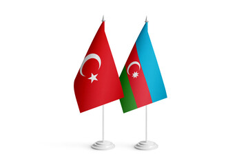Turkey Azerbaijan 3d office flag desktop on White background
