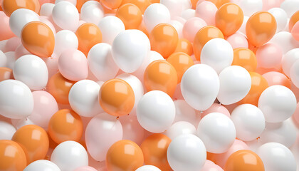 Peach and White 3D Balloons squash together to make a Multicolored abstract background. 3D Render.