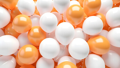 Peach and White 3D Balloons squash together to make a Multicolored abstract background. 3D Render.