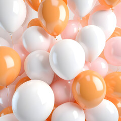 Peach and White 3D Balloons squash together to make a Multicolored abstract background. 3D Render.