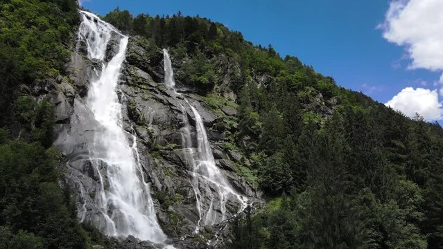 Aerial Drone - Summer landscape over Nardis waterfalls.