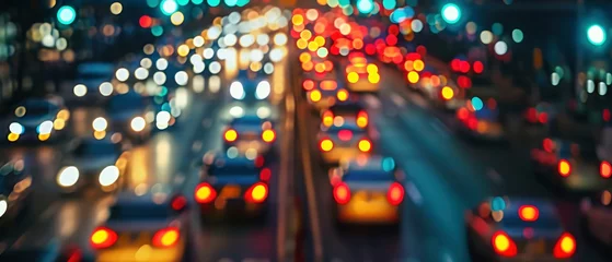 Foto op Plexiglas blurred traffic background banner at night © MdBaki