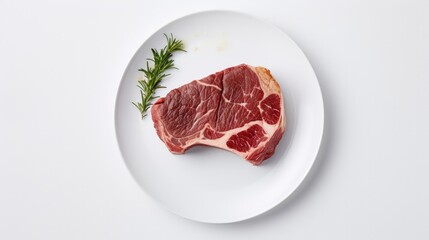 Boneless Ribeye Steak on a White Plate