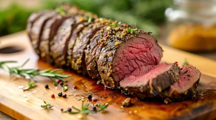 Fotobehang Roasted beef tenderloin meat © MdBaki