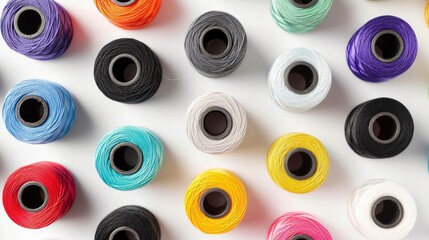 Sewing Thread Spools on white background