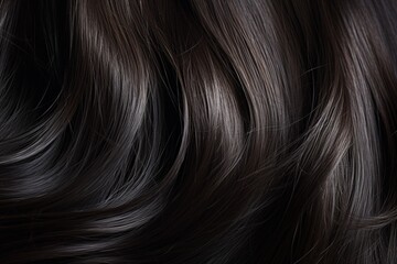 Dark brown hair close-up, macro textured background