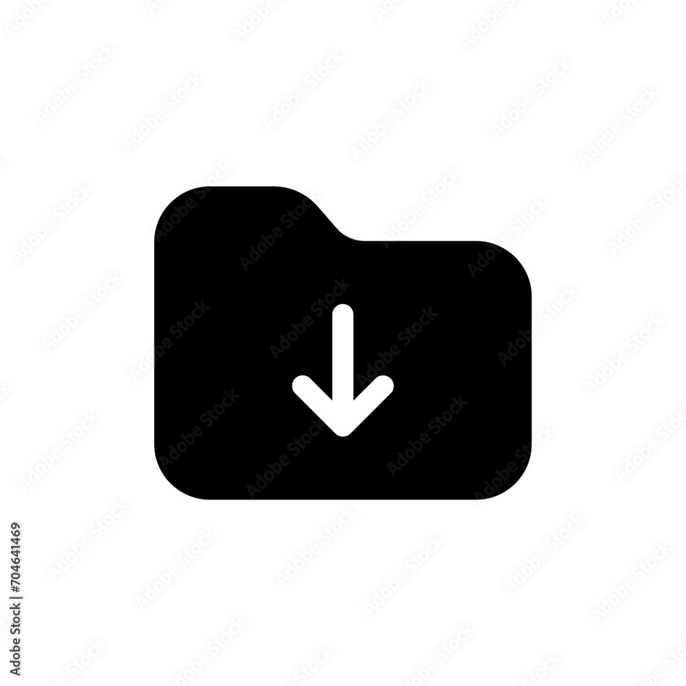 Aufkleber download folder icon, file document import icon sign with arrow down - save folder file icon button