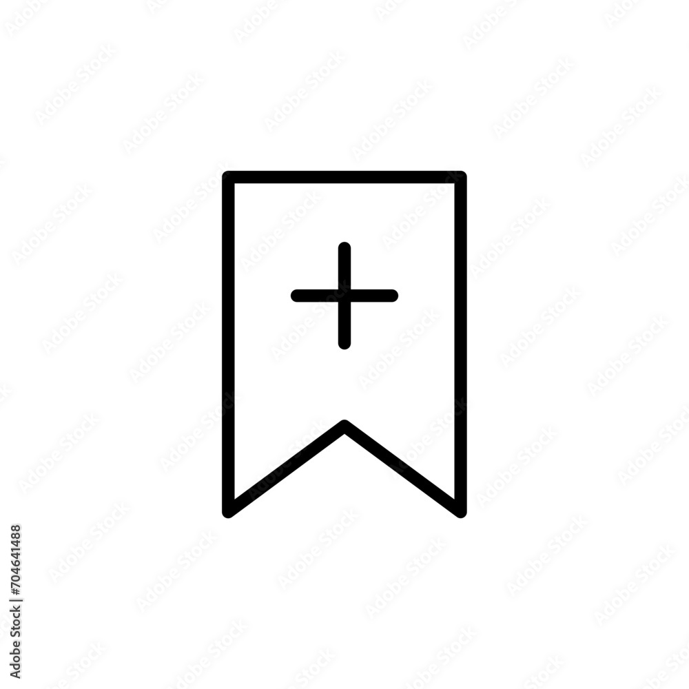 Poster bookmark save icon with plus symbol, favorite label icons button, add to favorites icon symbol. save