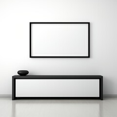 Black and white interior with a blank frame