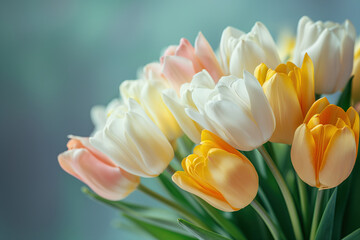 Vase Filled With White and Yellow Flowers - Joyful Display for Valentines Day Celebration