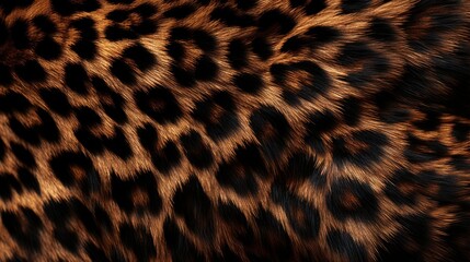 Trendy leopard fur texture. Golden fur and black spots. Natural animal furry background. Concept is Softness, Comfort and Luxury. Can be used as Backdrop, Fashion, Textile, Interior Design, Trendy - obrazy, fototapety, plakaty