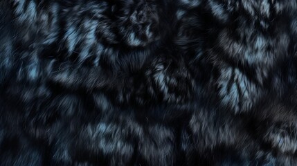 Black panther or puma luxurious fur texture. Abstract animal skin design. Black fur with black spots. Fashion. Black leopard. Design element, print, backdrop, textile, cover, background. Copy space