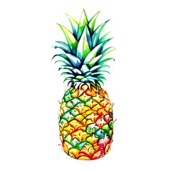 pineapple watercolor illustration sketch isolated no background