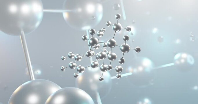Salbutamol rotating 3d molecule, molecular structure of albuterol, seamless video