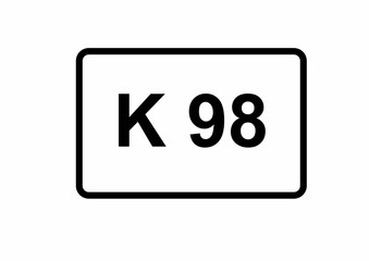 Illustration eines Kreisstraßenschildes der K 98 in Deutschland	
