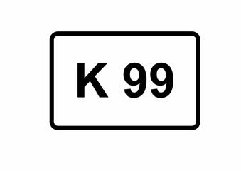 Illustration eines Kreisstraßenschildes der K 99 in Deutschland	