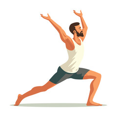 Obraz premium Man doing yoga, on a white background, flat illustration