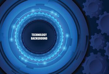 Futuristic technology  background.  gear wheel technology glow light . hi tech, engineering blue background .vector.