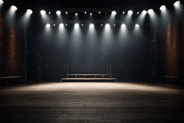 Foto op Plexiglas empty dark room stage spotlights background. ai generative © Anna