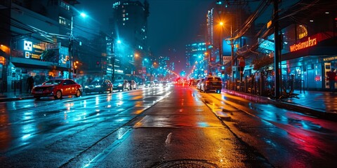 Urban Connectivity in Motion: The dynamic dance of car lights on the information highway, weaving...
