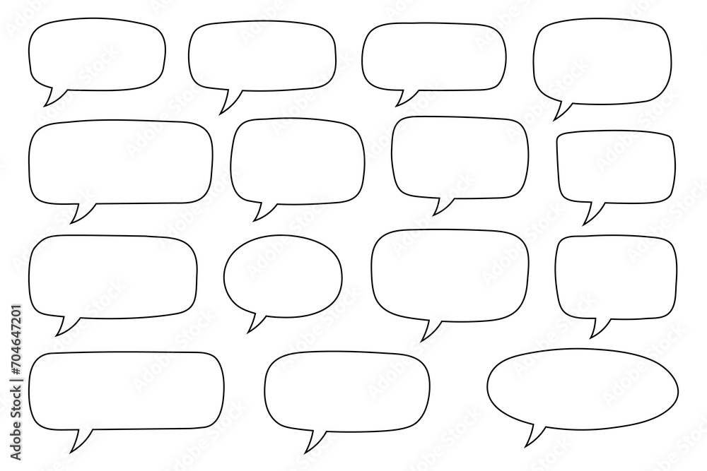 Poster set of hand drawn line speech bubbles. speech balloon, chat bubble art vector line speech bubbles fo