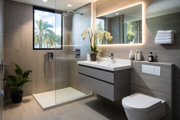 Fototapeta na wymiar Ensuite bathroom with modern design