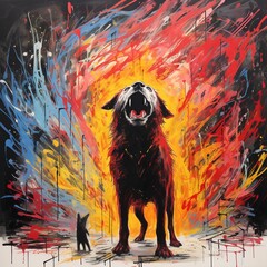 Paintings of a dogs , abstract colorful ai generated