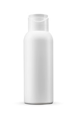 Oral throat spray plastic bottle with long nozzle sprayer isolated. Transparent PNG image.