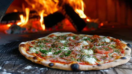 Foto op Plexiglas Wood-Fired Wonder: Delicious Pizza Perfection © 대연 김
