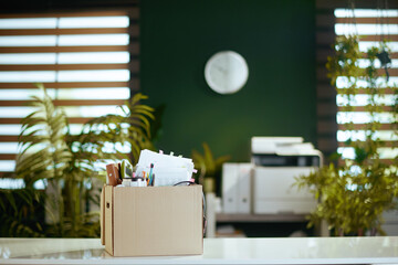 table in modern green office