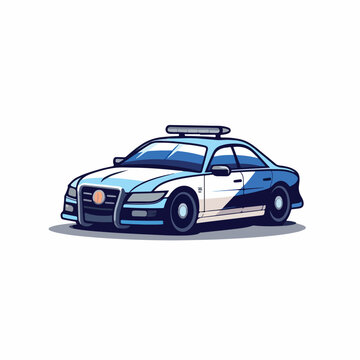 POLICE CAR  in cartoon, doodle style. Isolated 2d vector illustration in logo, icon, sketch style, Eps 10. AI Generative