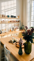 Sunny kitchen, minimalism, spring, day