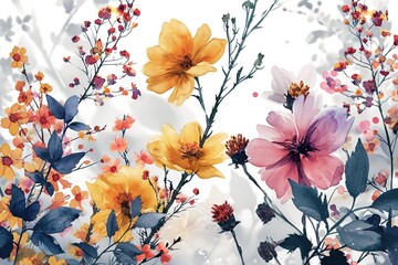 Abstract watercolor seamless flowers in the spring, summer time. Lots of color. Great as wallpaper or background.