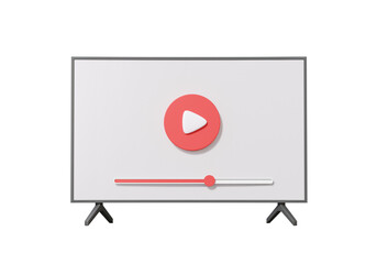 TV modern icon playing entertainment on isolated background. cartoon minimal style, wireless media connection, internet online channel, video, banner, copy space, 3d render illustration