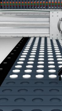 capsule or tablet stacker, linear picker and billet assembly, pallet stacking robot, sorting machine, 3d rendering