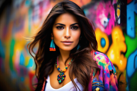  h&uuml;bsche junge Spanierin/Latina in Nahaufnahme . Clear skin/beauty .  KI Generated