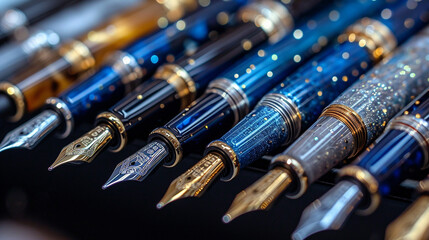 elegant fountain pens with silver and gold tips - Powered by Adobe